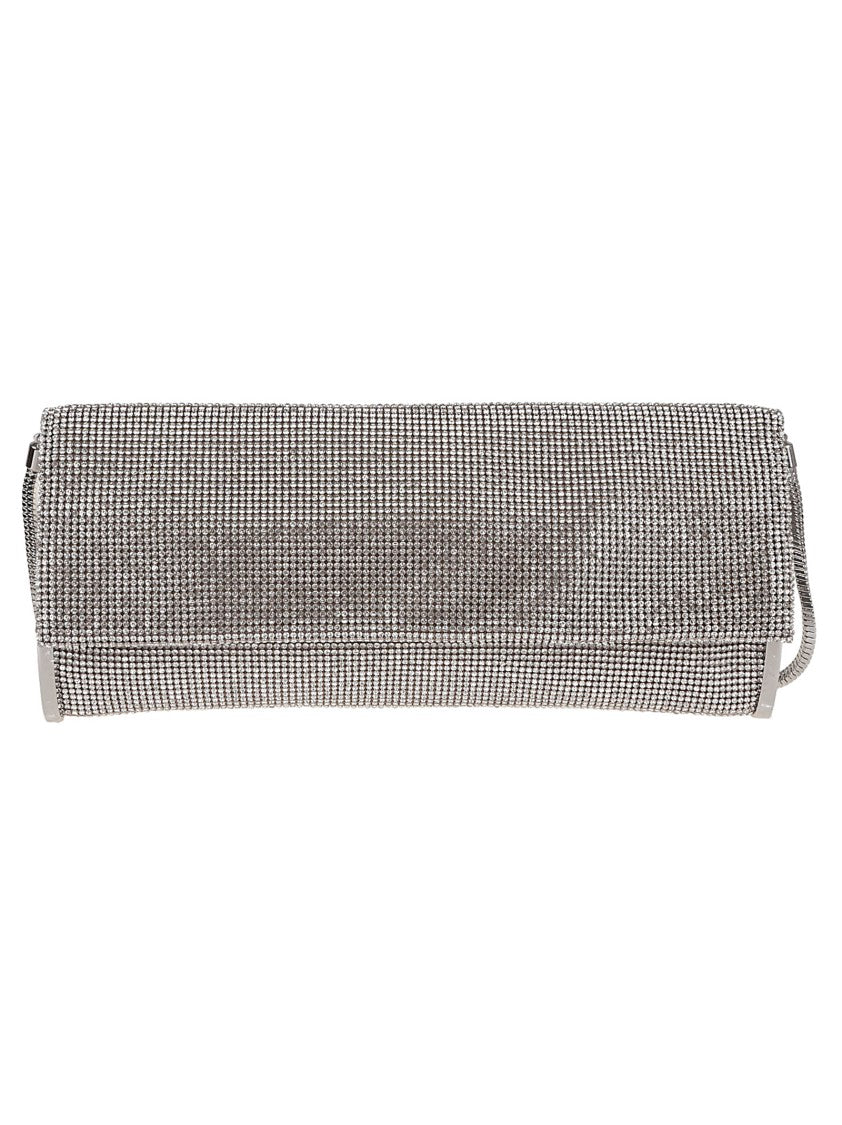 Benedetta Bruzziches Pink And Purple Rhinestone Mesh Clutch Bag