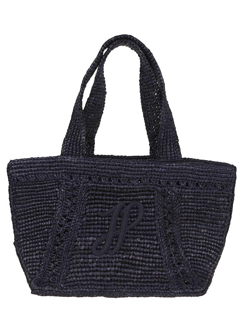 Patou Natural Raphia Shopper Bag With Logo Detail