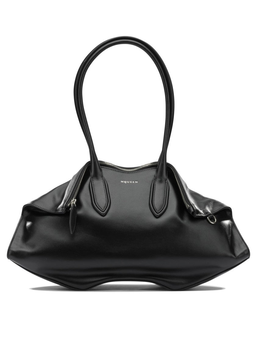 Alexander Mcqueen Black Leather Handbag With Subtle Detailing