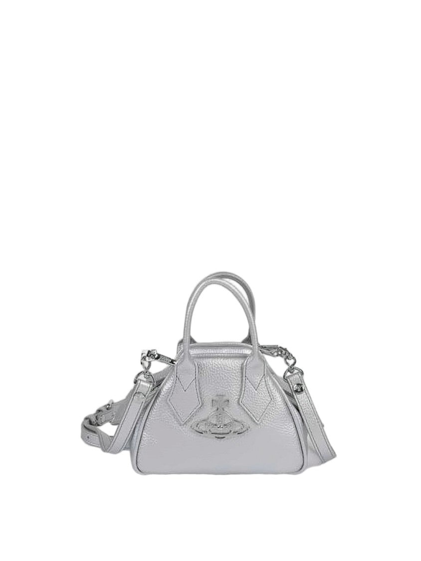 Vivienne Westwood Textured Silver Shoulder Bag With Trapezoidal Shape