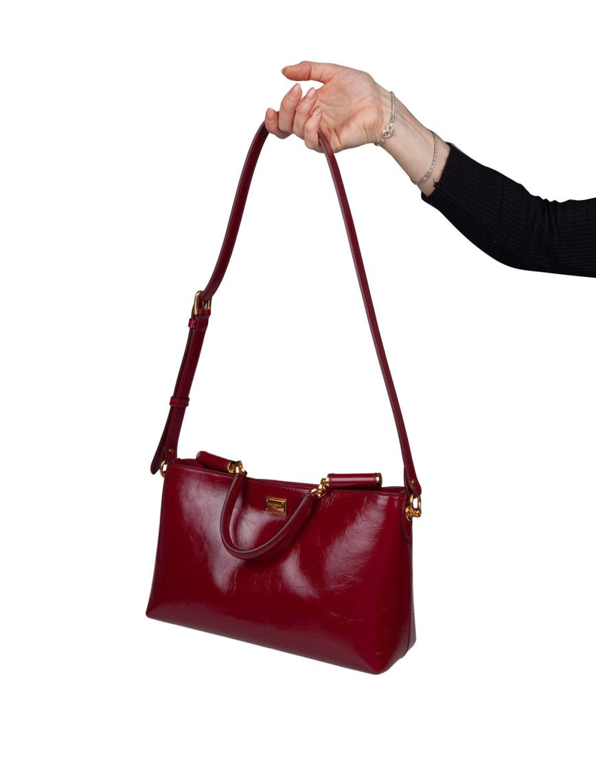 Dolce & Gabbana Vittoria Calfskin Handbag, Dark Red