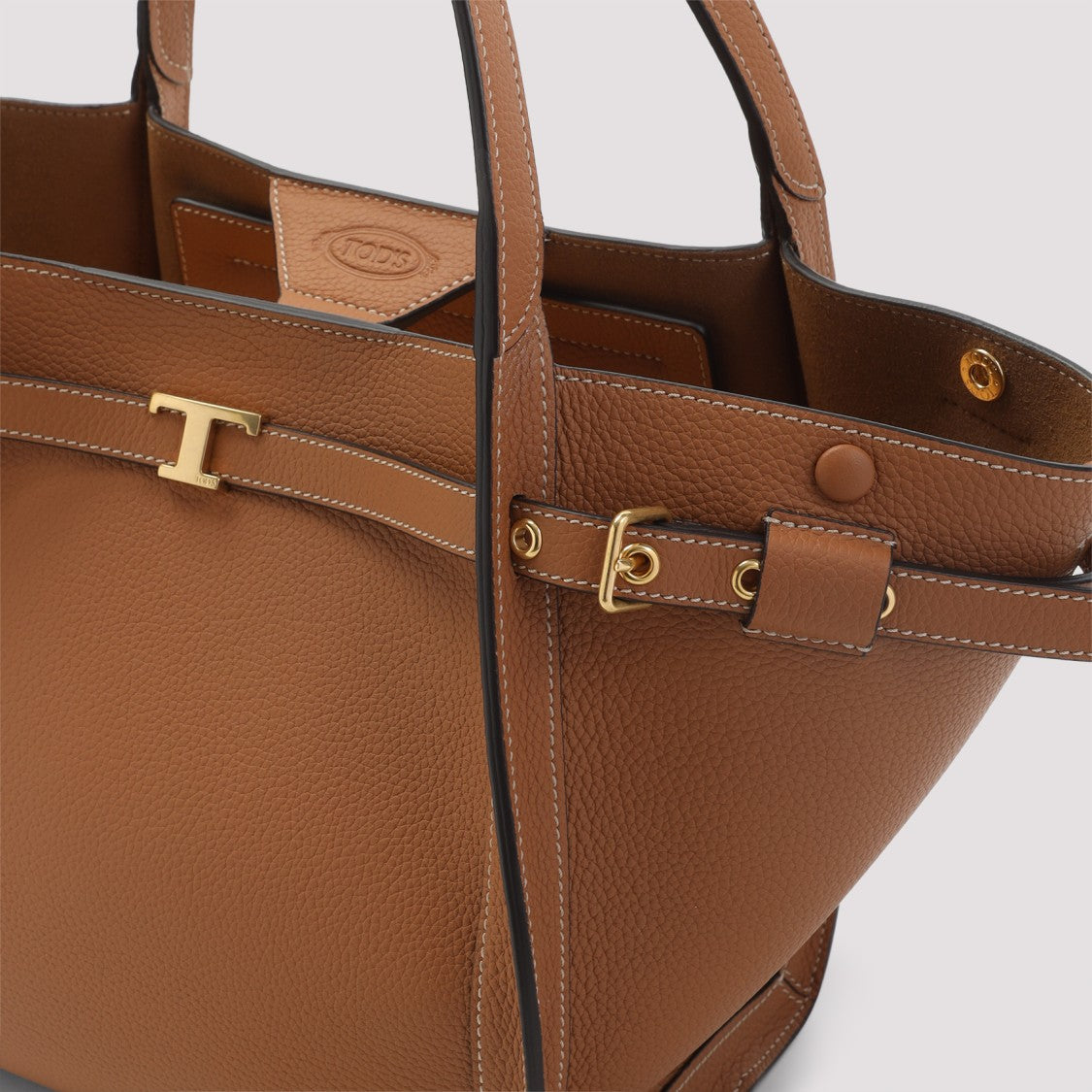 Tod's Trapezoidal Shoulder Bag In Textured Brown Leather