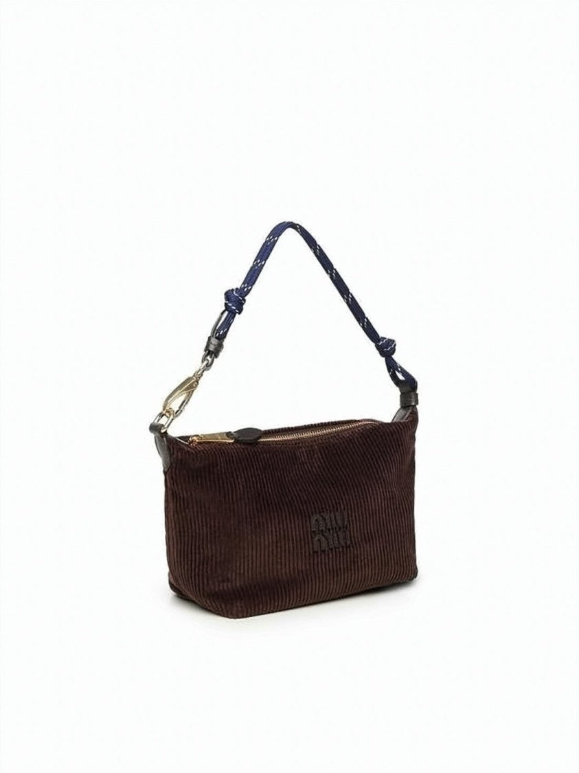 Miu Miu Ribbed Cotton Clutch With Contrasting Handle