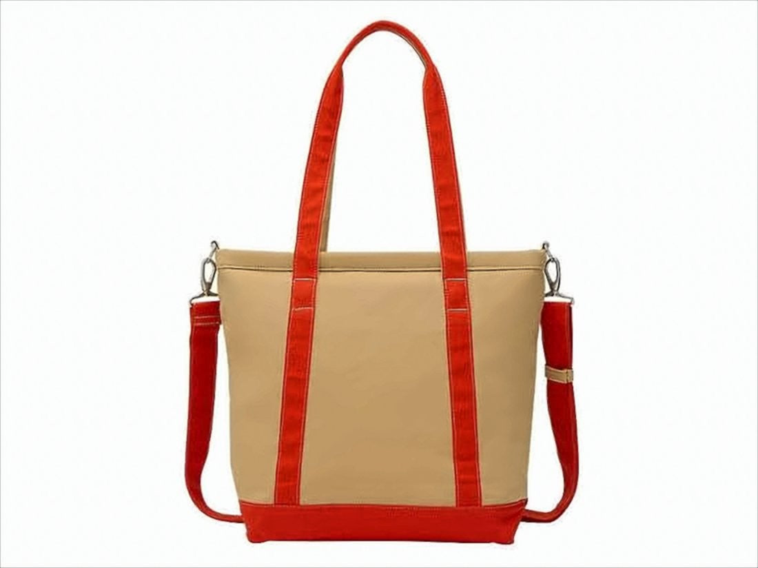 Onitsuka Tiger Beige Canvas Tote Bag With Orange Accents