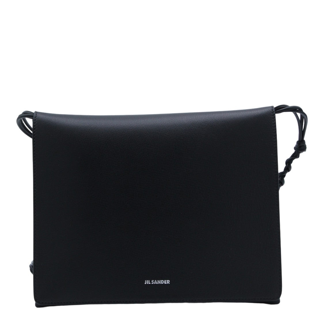 Jil Sander Rectangular Black Bag With Flap Closure And Braided Strap