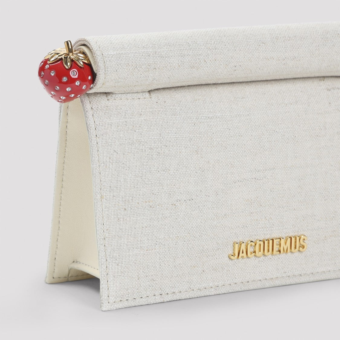 Jacquemus Light Greige Canvas Le Petit Pochette Rond C Handbag
