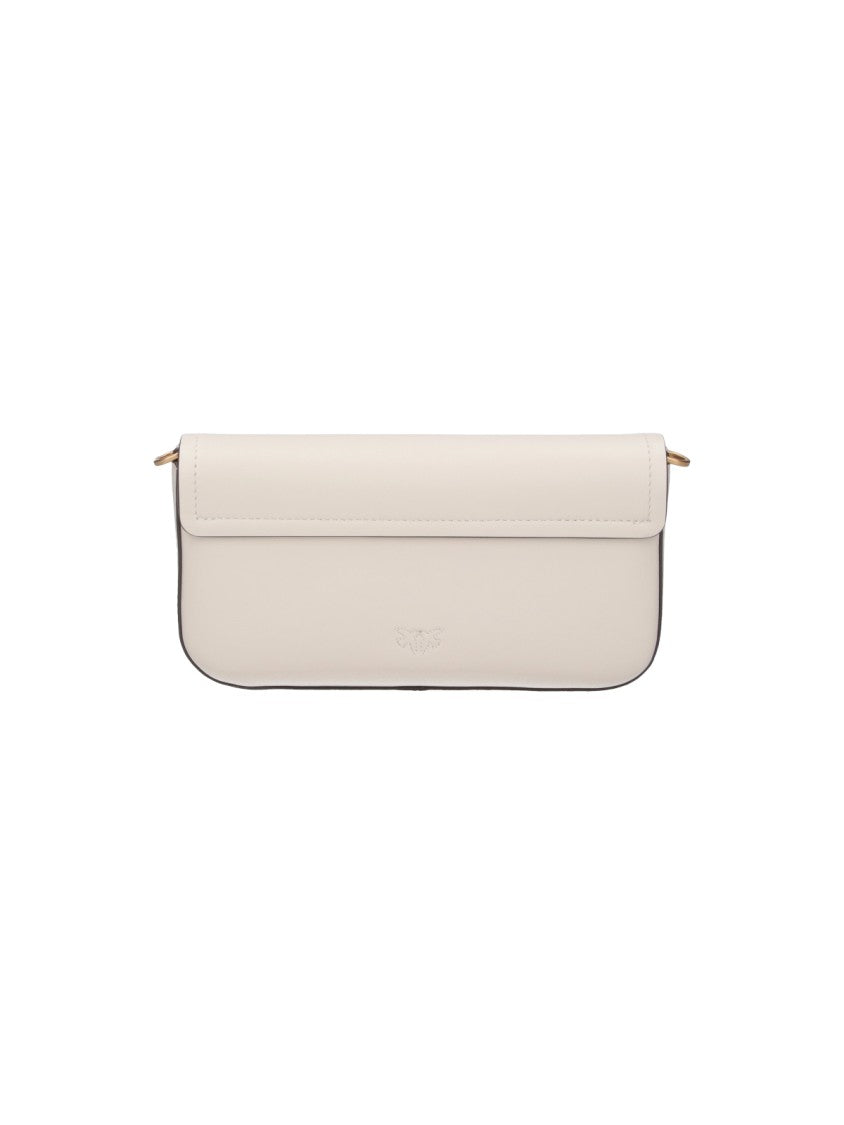 Pinko "Saddle Flat" Shoulder Bag – White