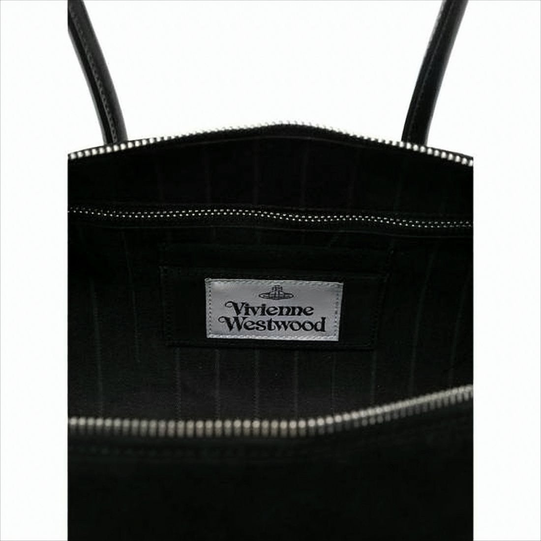 Vivienne Westwood Structured Black Suede Tote Bag
