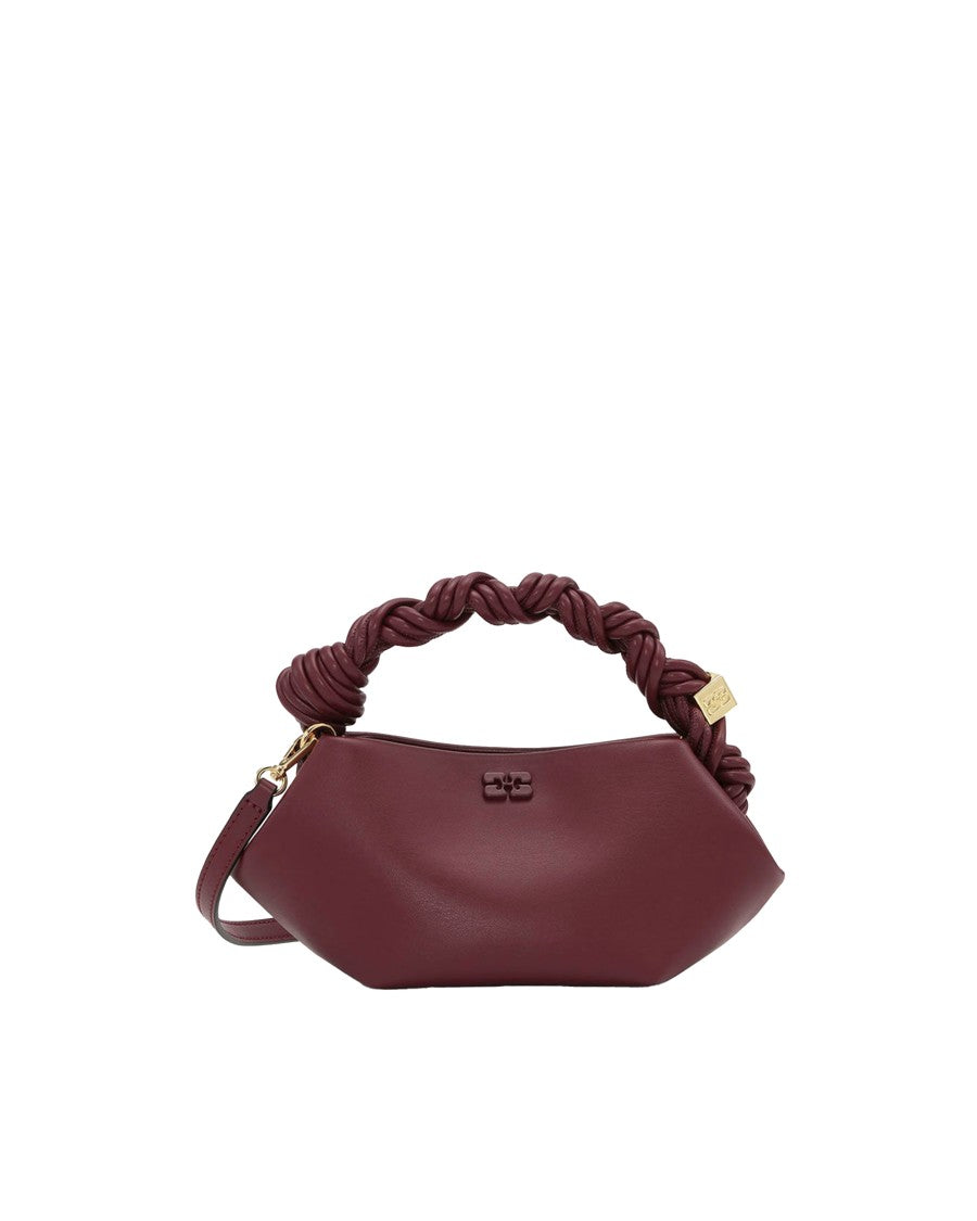Ganni Mini Bou Bag Handbag In Burgundy