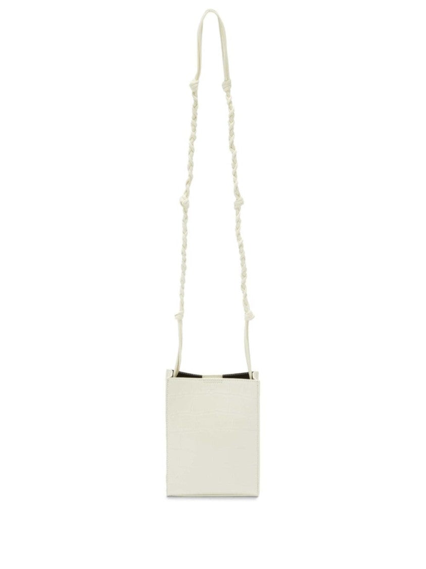 Jil Sander White Embossed Crocodile Effect Shoulder Bag