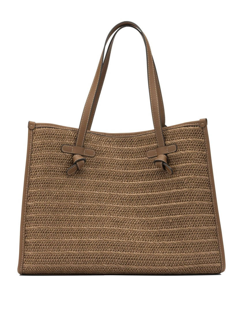 Gianni Chiarini Woven Fabric Shoulder Bag With Leather Accents