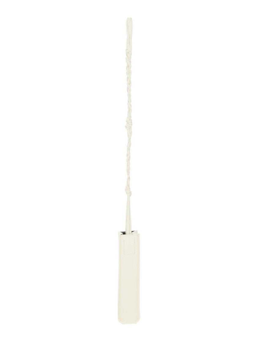 Jil Sander Rectangular White Leather Tangle Bag