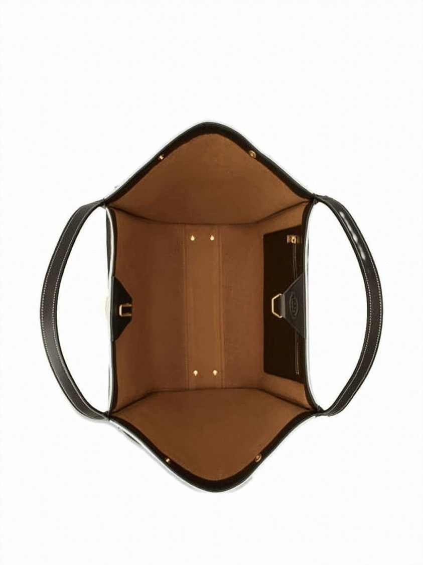 Tod's Linen Tote Bag With Dark Leather Trim