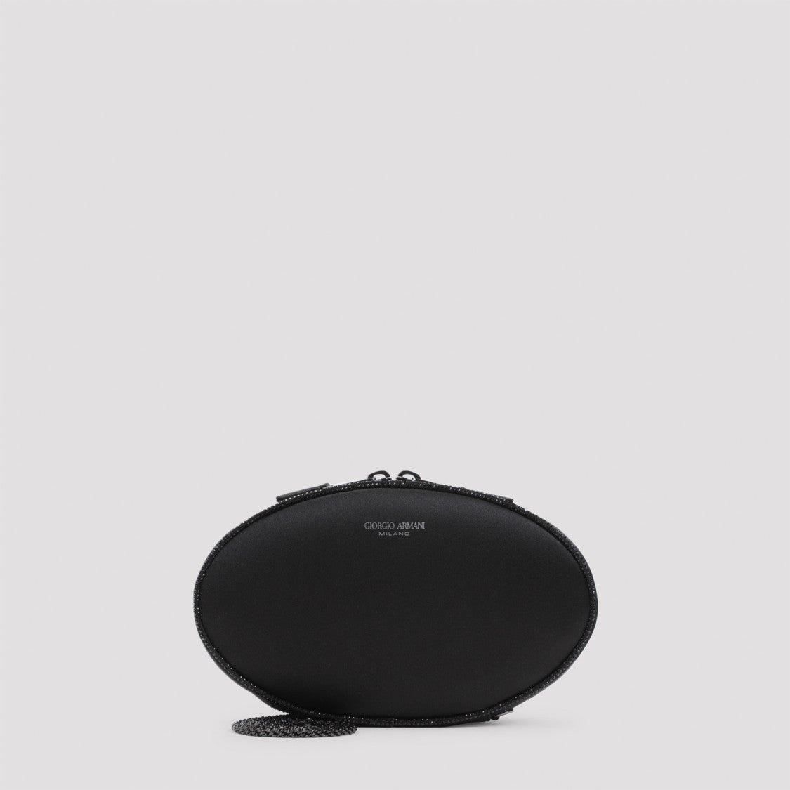 Giorgio Armani Oval Clutch With Viscose-Silk Blend And Chain Detail