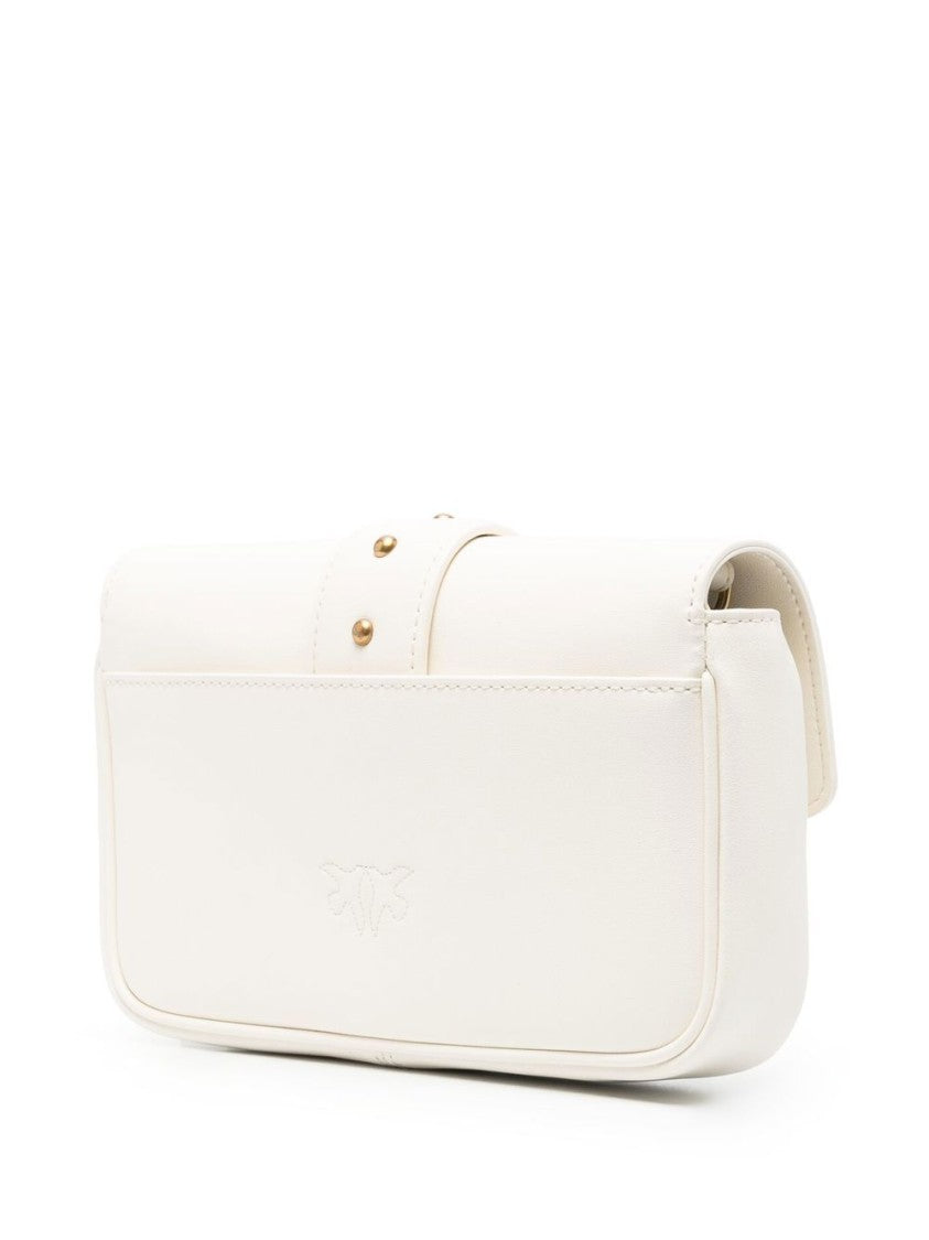 Pinko Silky White Leather Shoulder Bag
