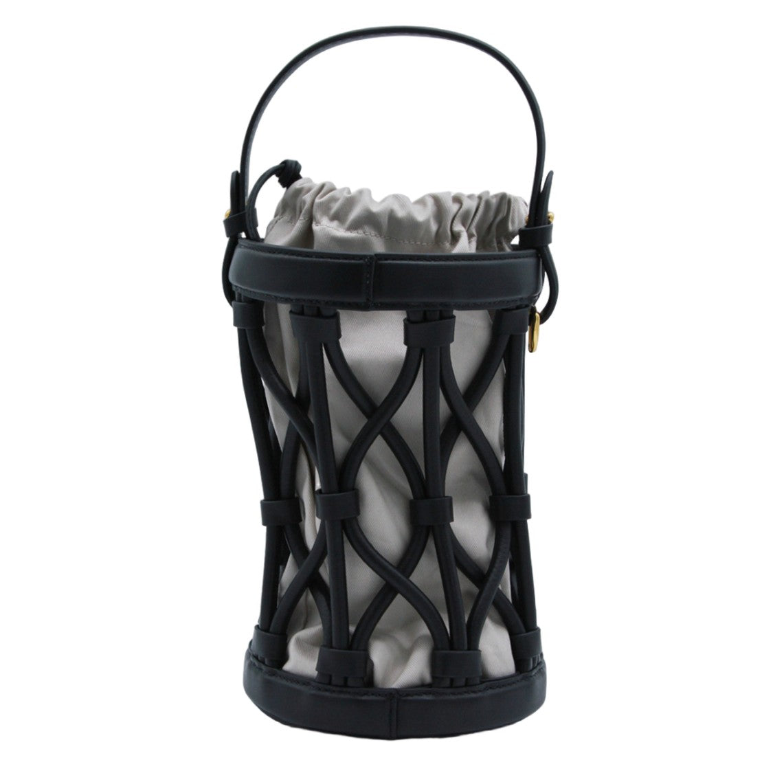 Coccinelle Cylindrical Black Lattice Frame Bag