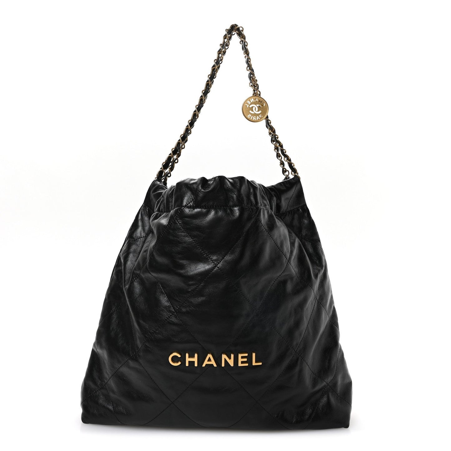 Shiny Calfskin Quilted Chanel 22 Black