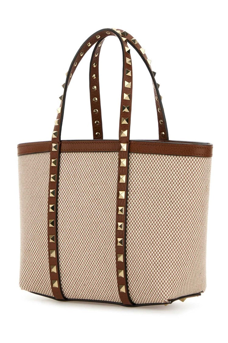 Valentino Garavani Two-Tone Canvas Medium Rockstud Handbag