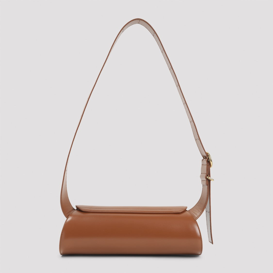 Jil Sander Structured Brown Calf Leather Cannolo Shoulder Bag