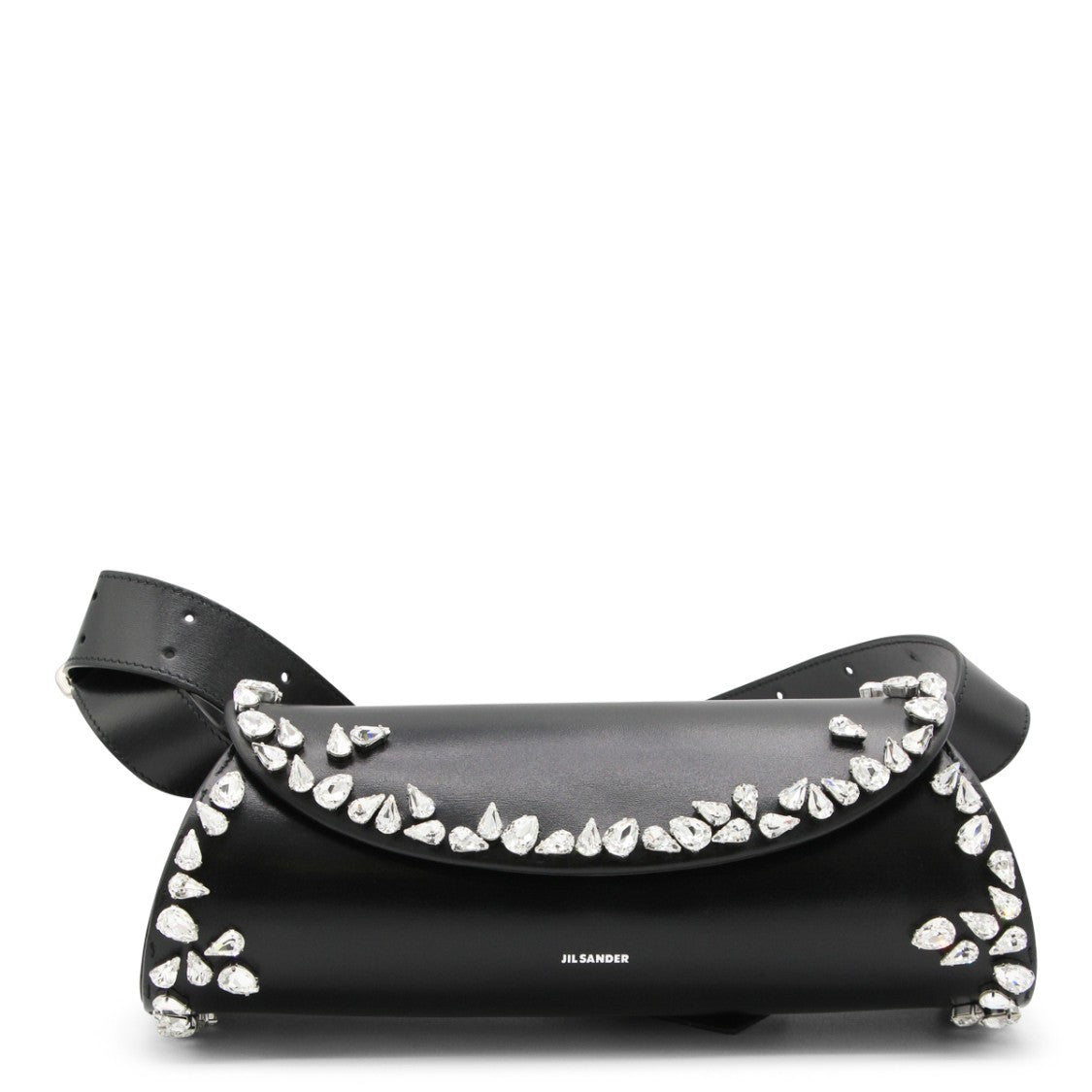 Jil Sander Cylindrical Black Leather Belt Bag