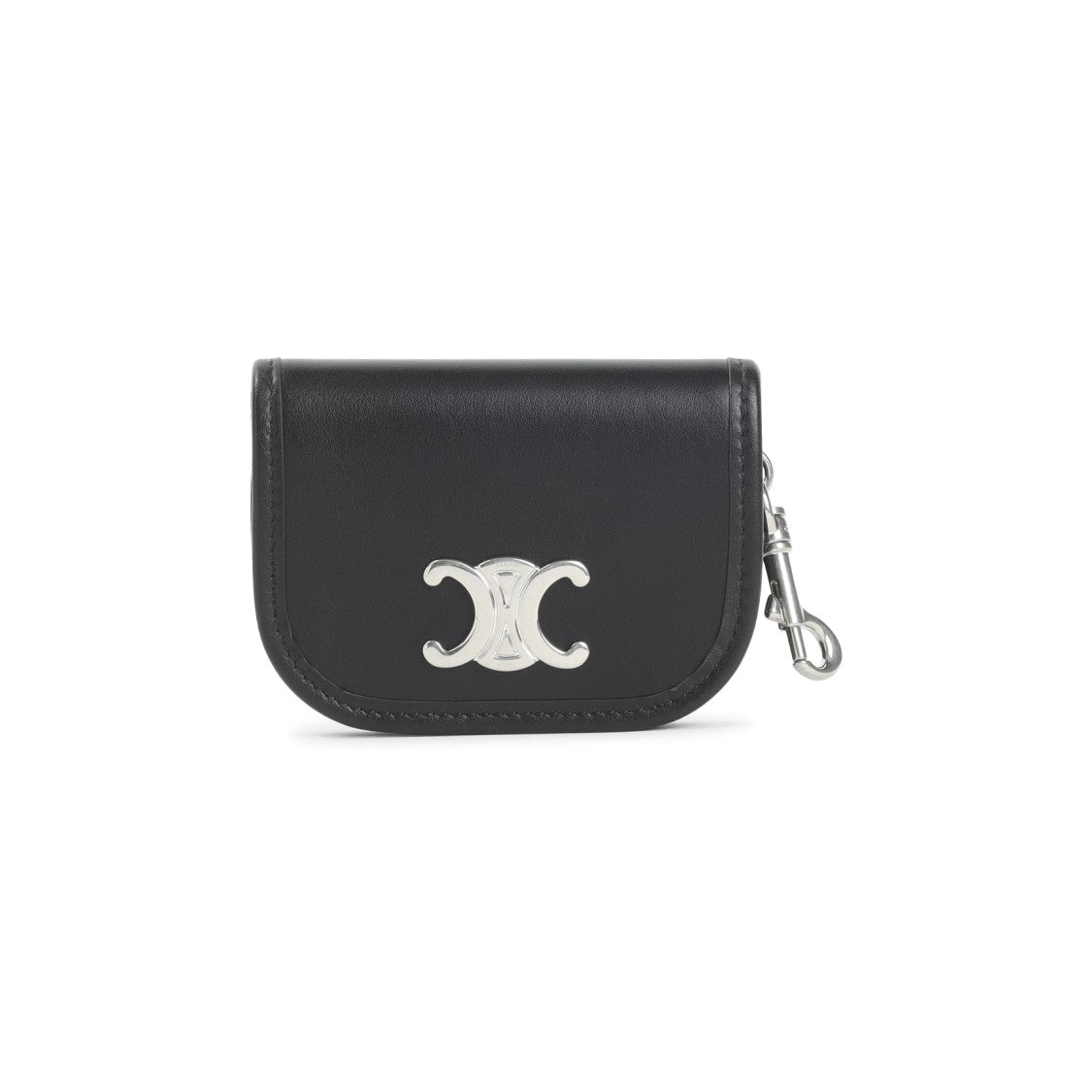 Celine Nano Besace Triomphe Keyring In Black Calf Leather
