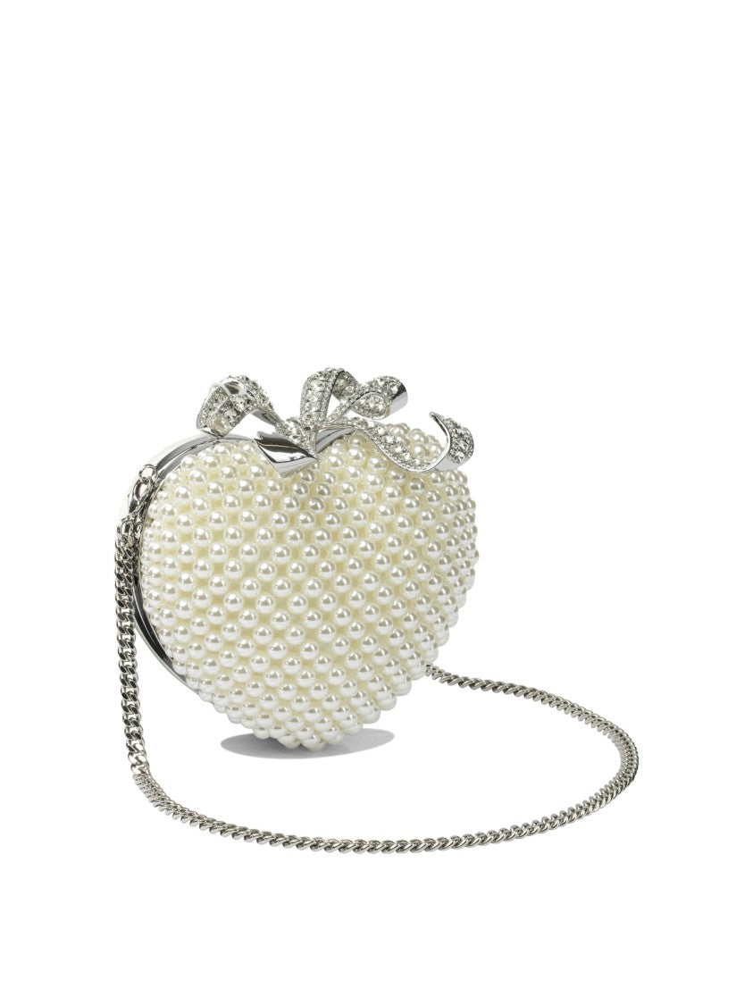 Self-Portrait Heart-Shaped Clutch With Pearl Embellishments