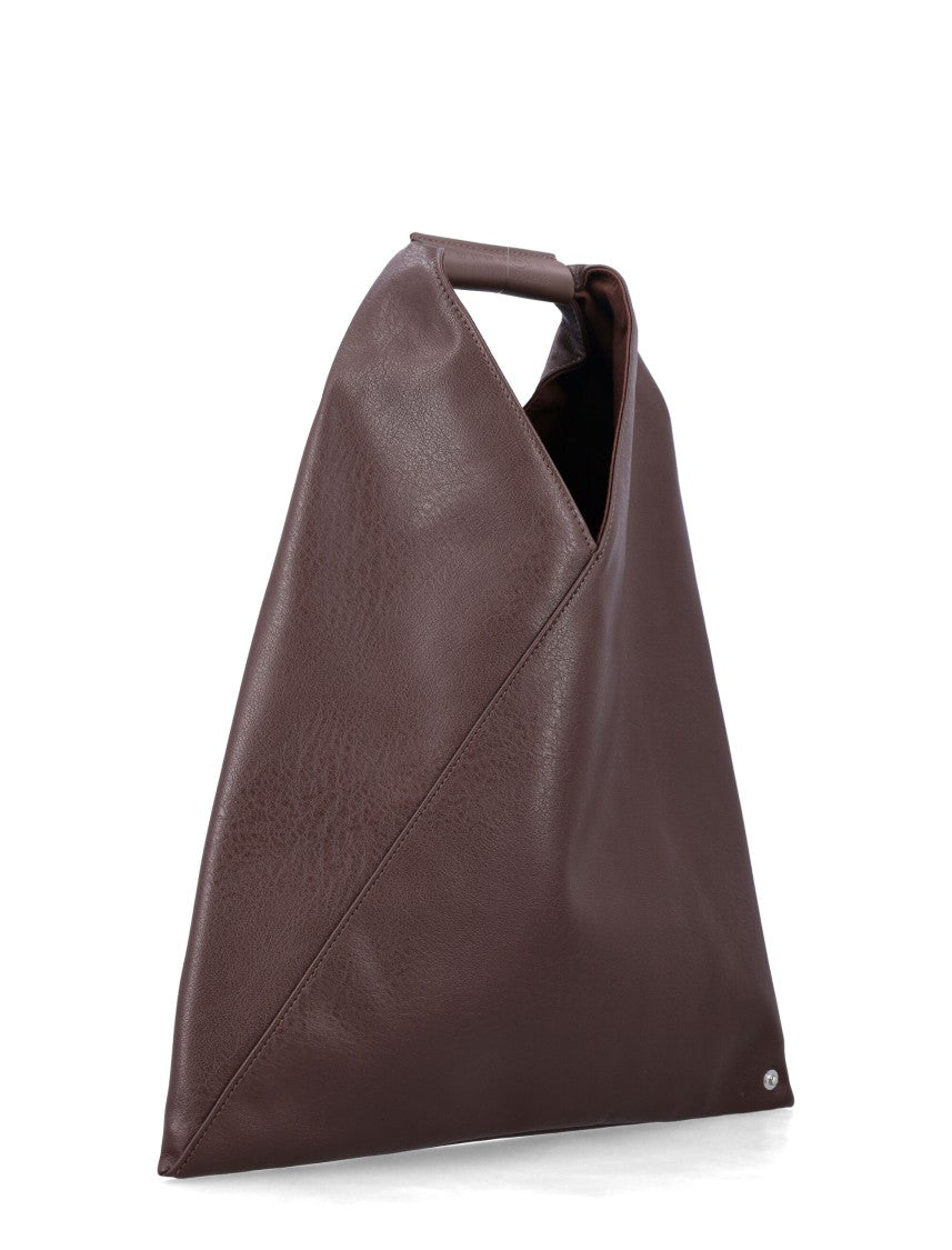 Mm6 By Maison Margiela Triangular-Shaped Brown Faux Leather Handbag With Top Handle