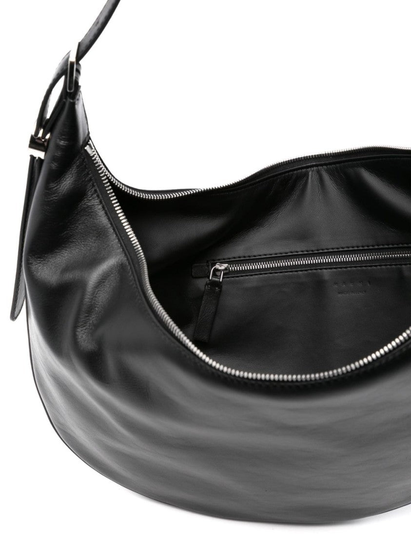 Marni Crescent-Shaped Shoulder Bag In Smooth Calf Leather