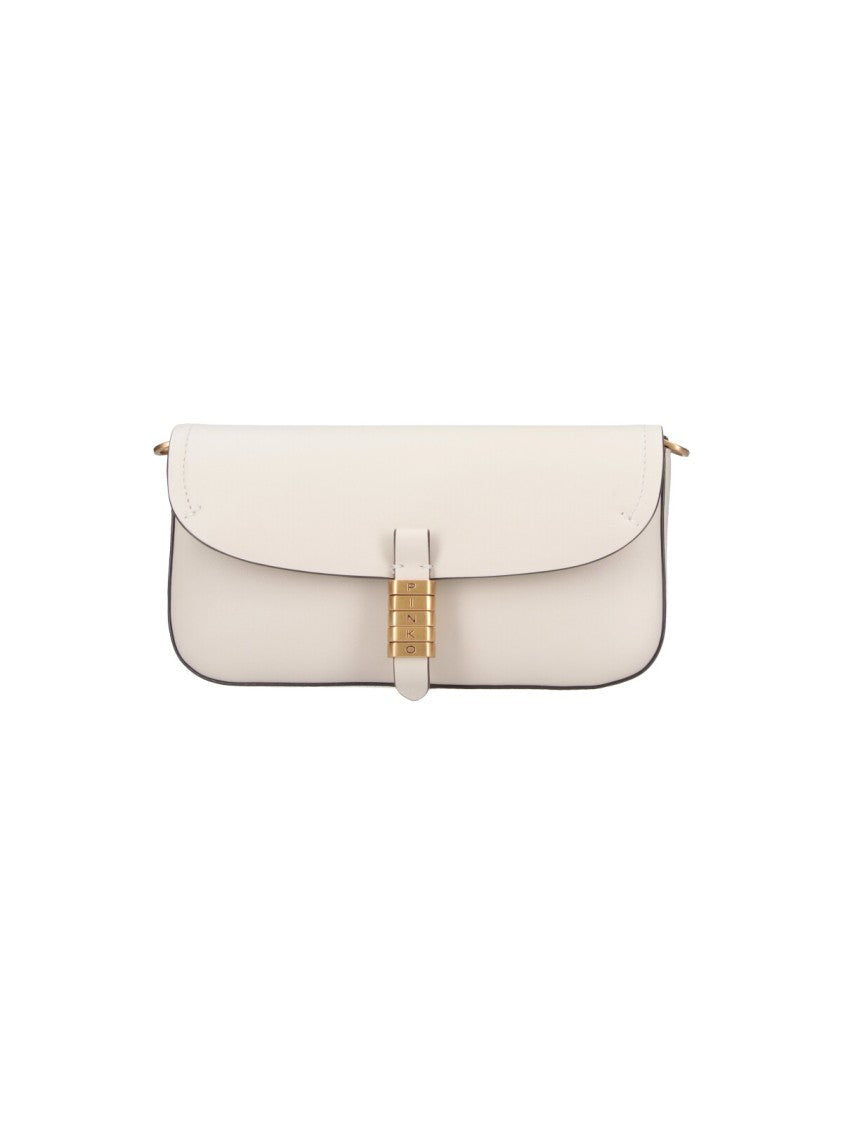 Pinko "Saddle Flat" Shoulder Bag – White