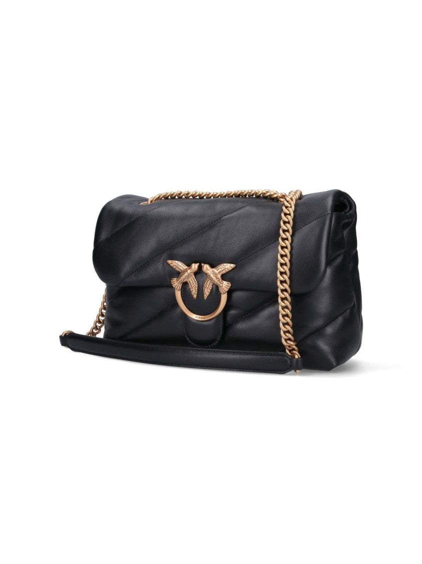 Pinko Quilted Nappa Leather Shoulder Bag With Love Birds Buckle