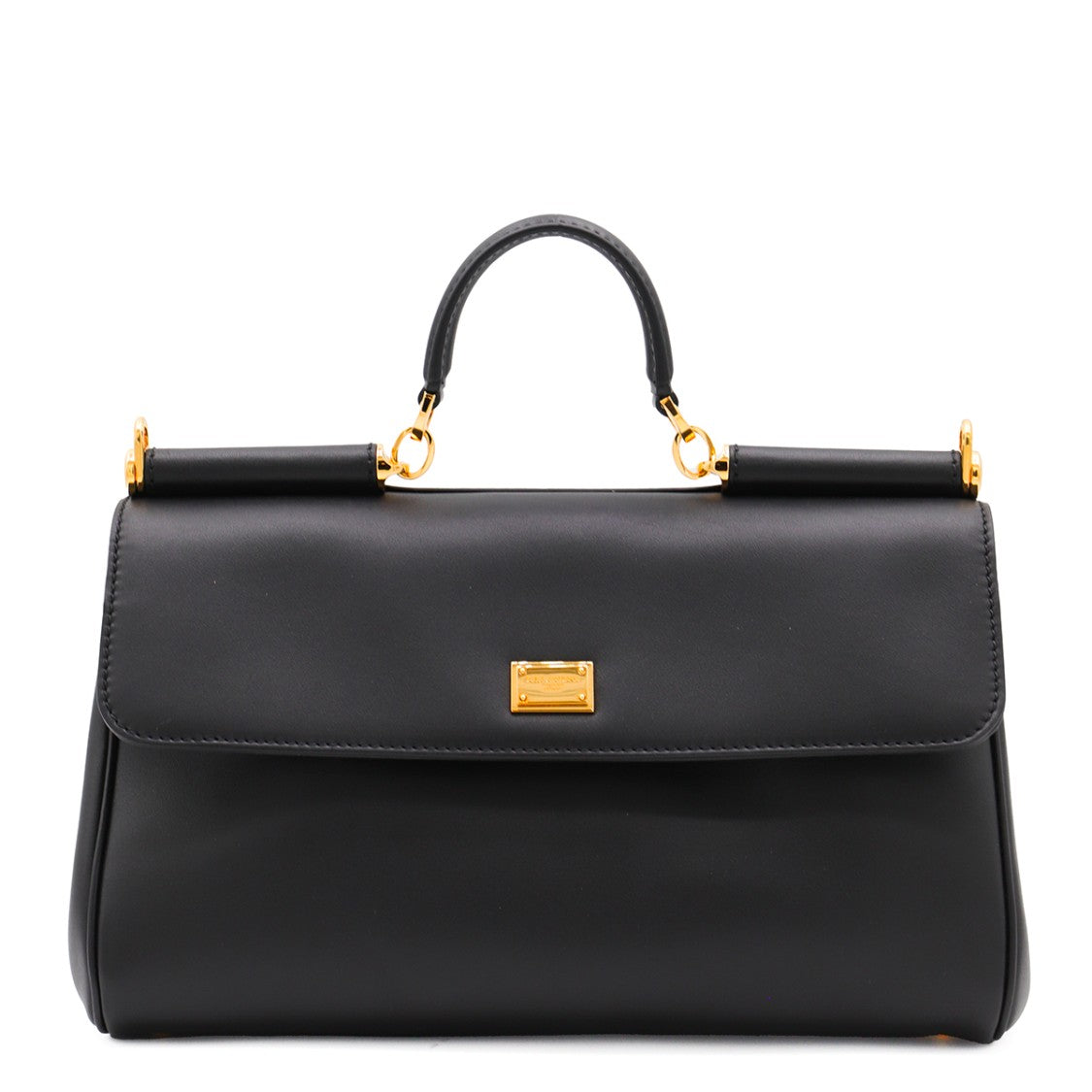 Dolce & Gabbana Black Leather My Sicily Top Handle Bag