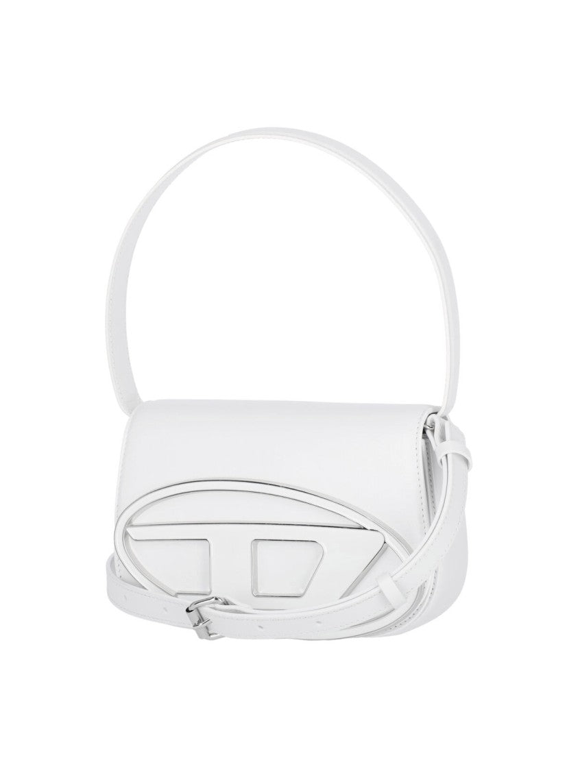 Diesel Shoulder Bag 1Dr In Smooth White Leather With Adjustable Straps