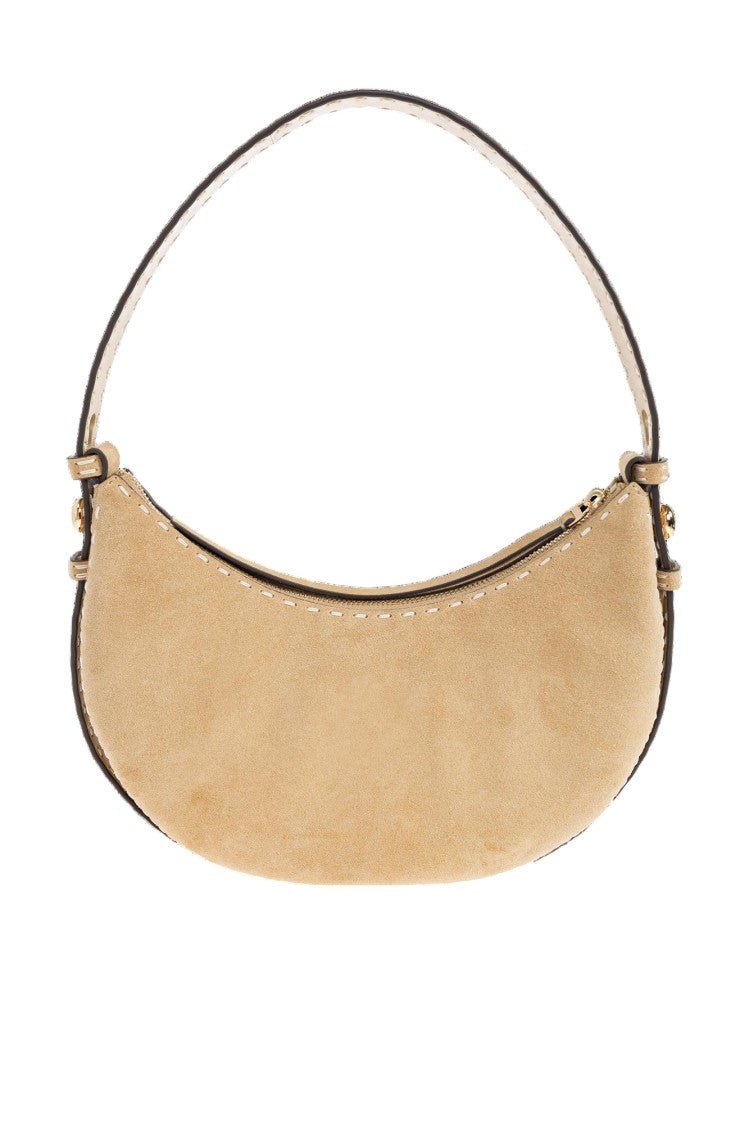Tory Burch Romy Suede Pick Stitch Half Moon Bag