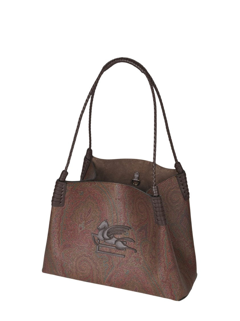 Etro Brown Paisley Jacquard Shoulder Bag