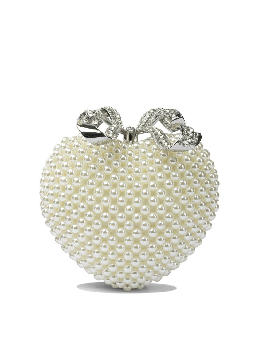 Self-Portrait Heart-Shaped Clutch With Pearl Embellishments