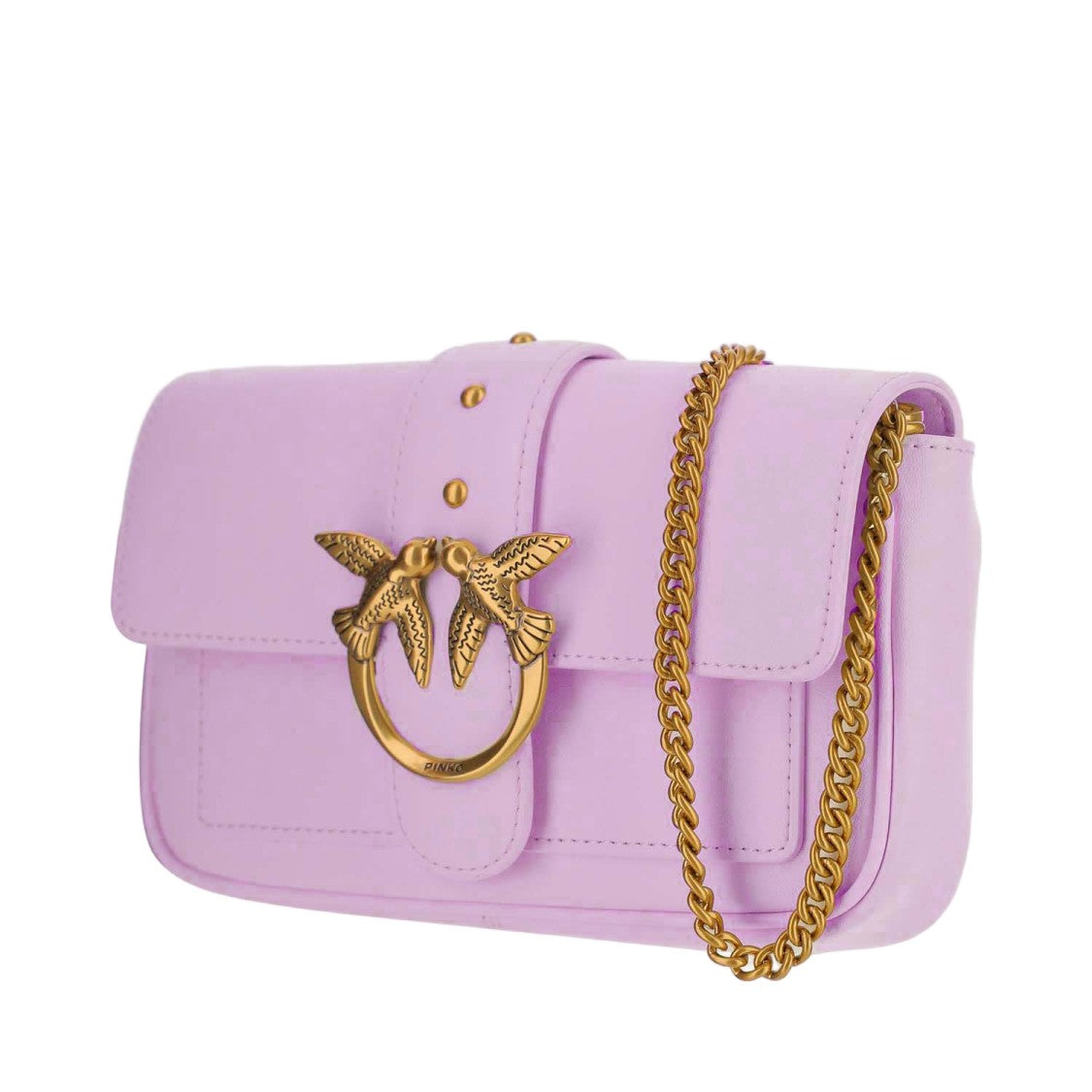 Pinko Leather Bag With Love Birds Diamond Cut Buckle
