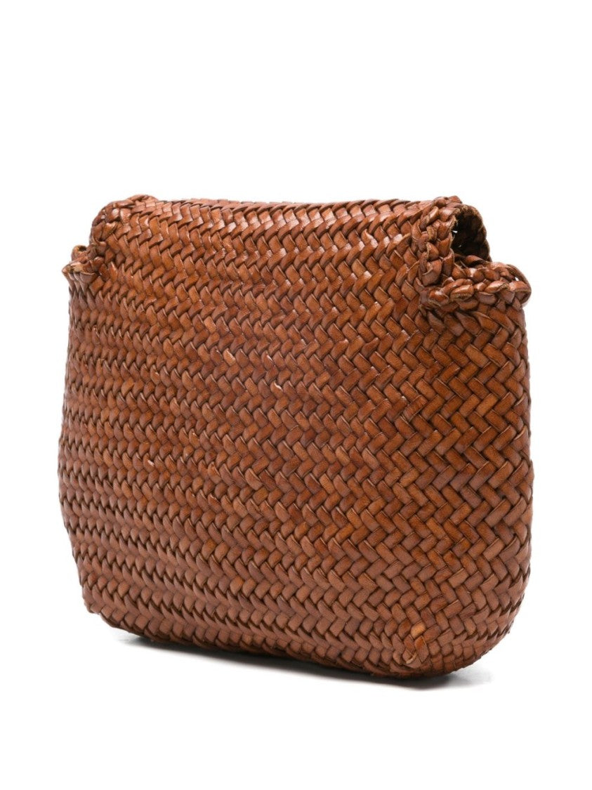 Dragon Diffusion Woven Calf Leather Shoulder Bag With Flap Closure
