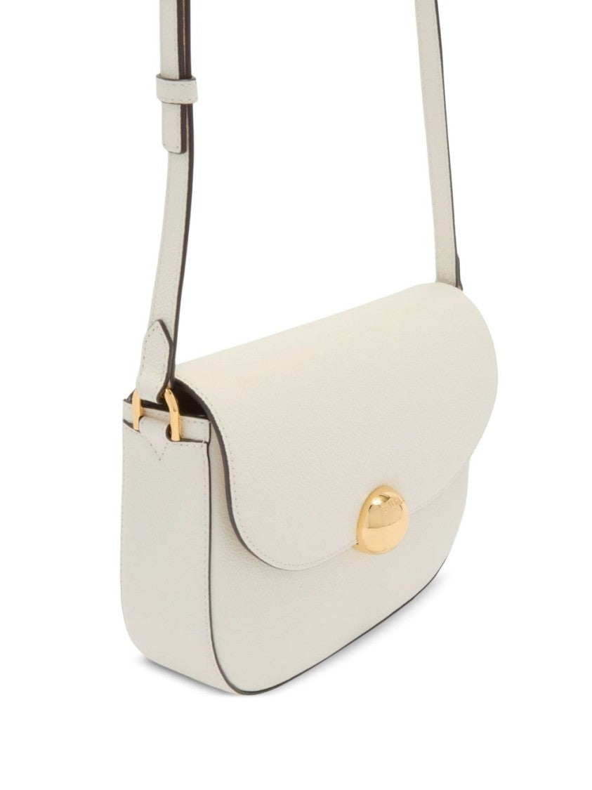 Furla Structured White Leather Moonlight Crossbody Bag