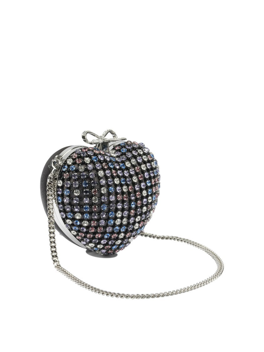 Self-Portrait Heart Clutch With Crystals