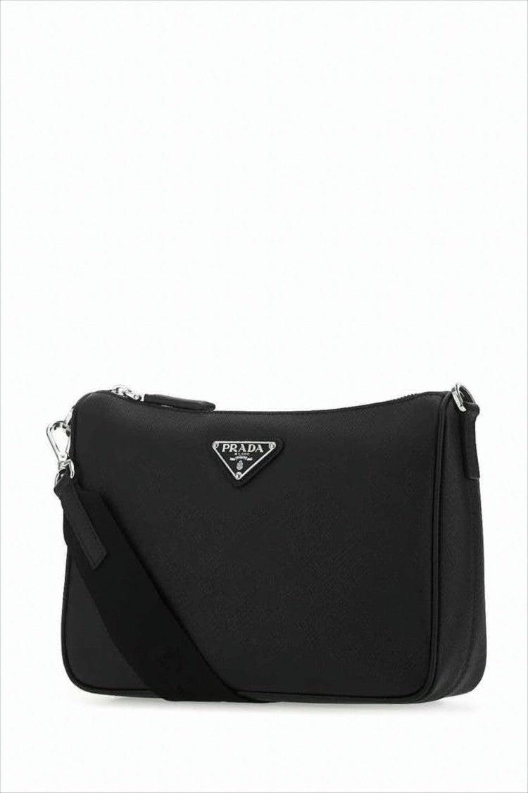 Prada Rectangular Black Shoulder Bag With Smooth Leather