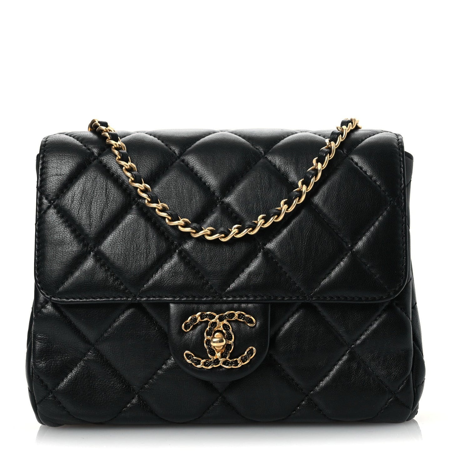 Lambskin Quilted Chanel Square Flap Black