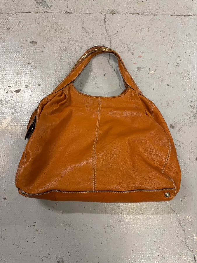 Dolce & Gabbana Brown Leather Hobo Handle Zip Bag