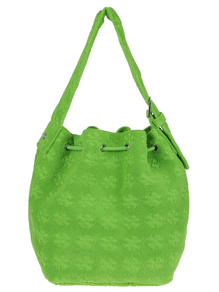 Tory Burch Textured Green Crossbody Bag With Leather Accents