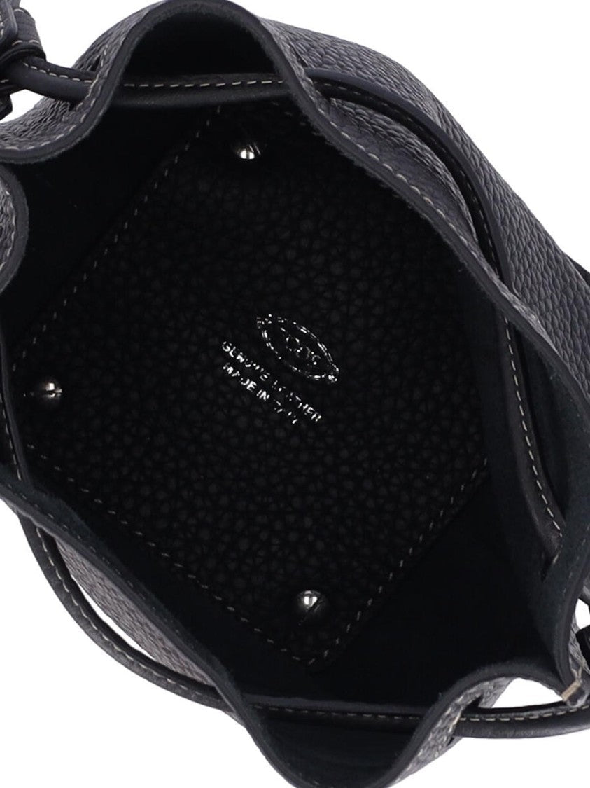Tod's Micro Bucket Bag In Textured Black Leather