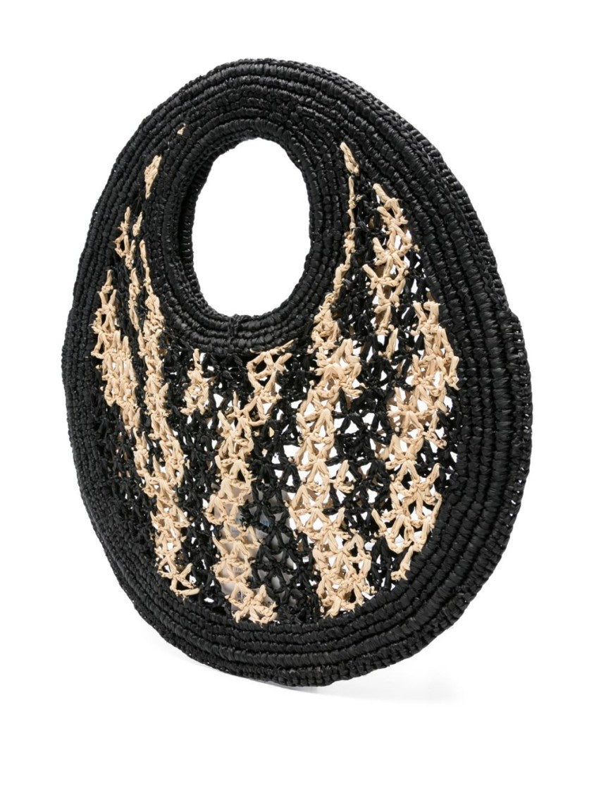 Jacquemus Black Raffia Circle Handle Bag