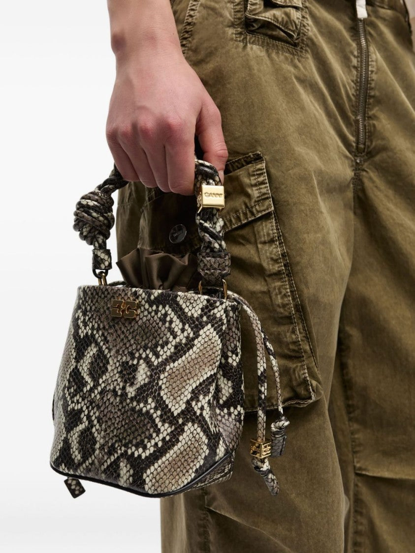Ganni Structured Beige Handbag With Twisted Handle