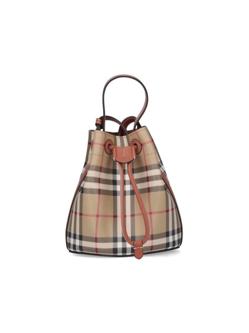 Burberry "Tb" Mini Bucket Bag, In Beige Fabric