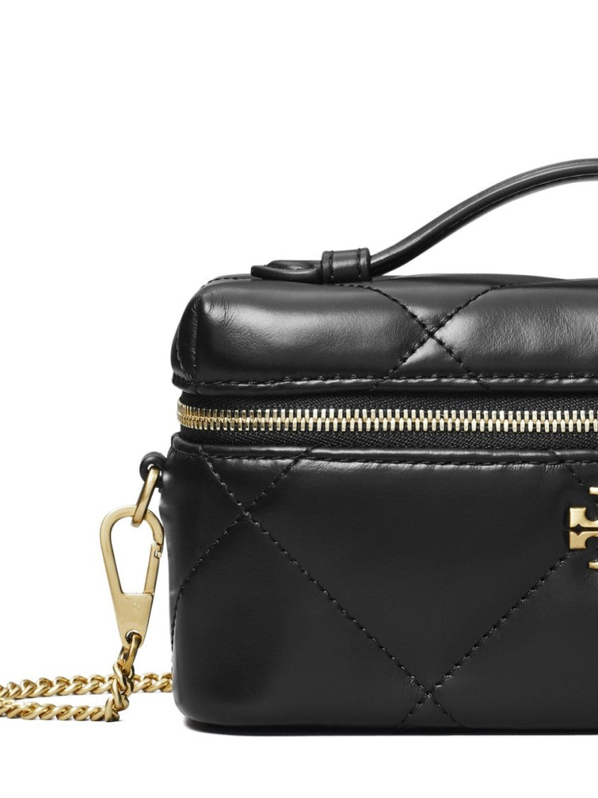 Tory Burch Quilted Compact Handbag With Gold Hardware