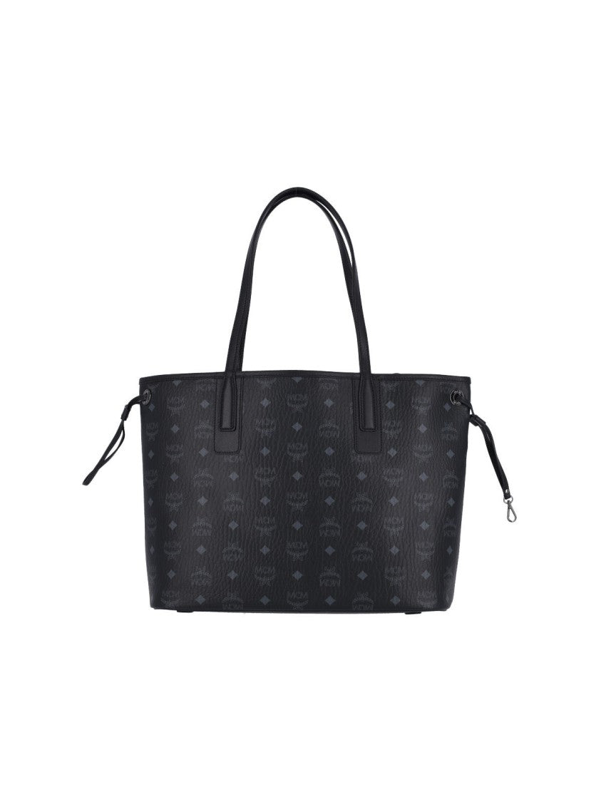 Mcm "Liz" Small Reversible Tote Bag, In Black "Visetos"