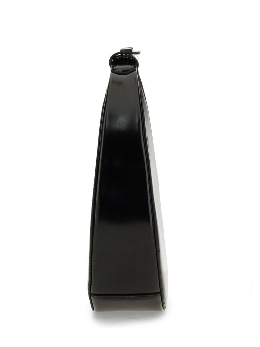 Staud Crescent Moon-Shaped Mini Bag In Polished Black Leather